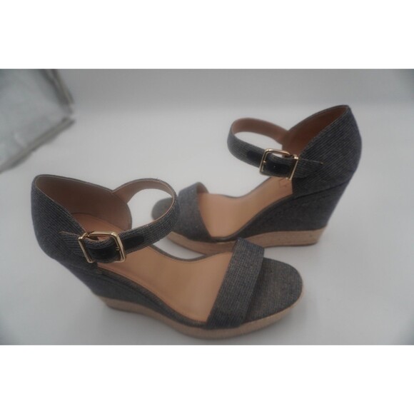 ANTONIO MELANI Lauralyn Navy Blue Gold Resort Ankle Vacation Wedge Sandals Sz 9M - Picture 3 of 10